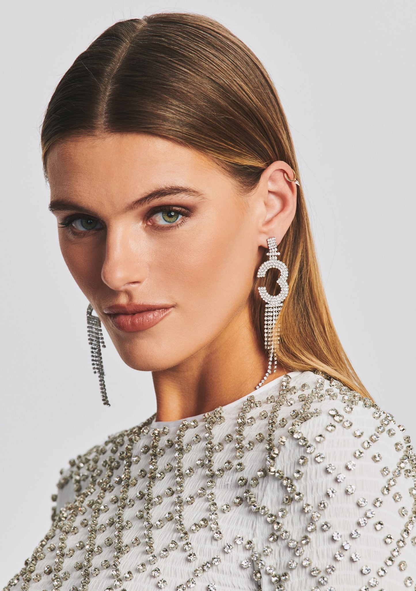  Number Rhinestone Earring