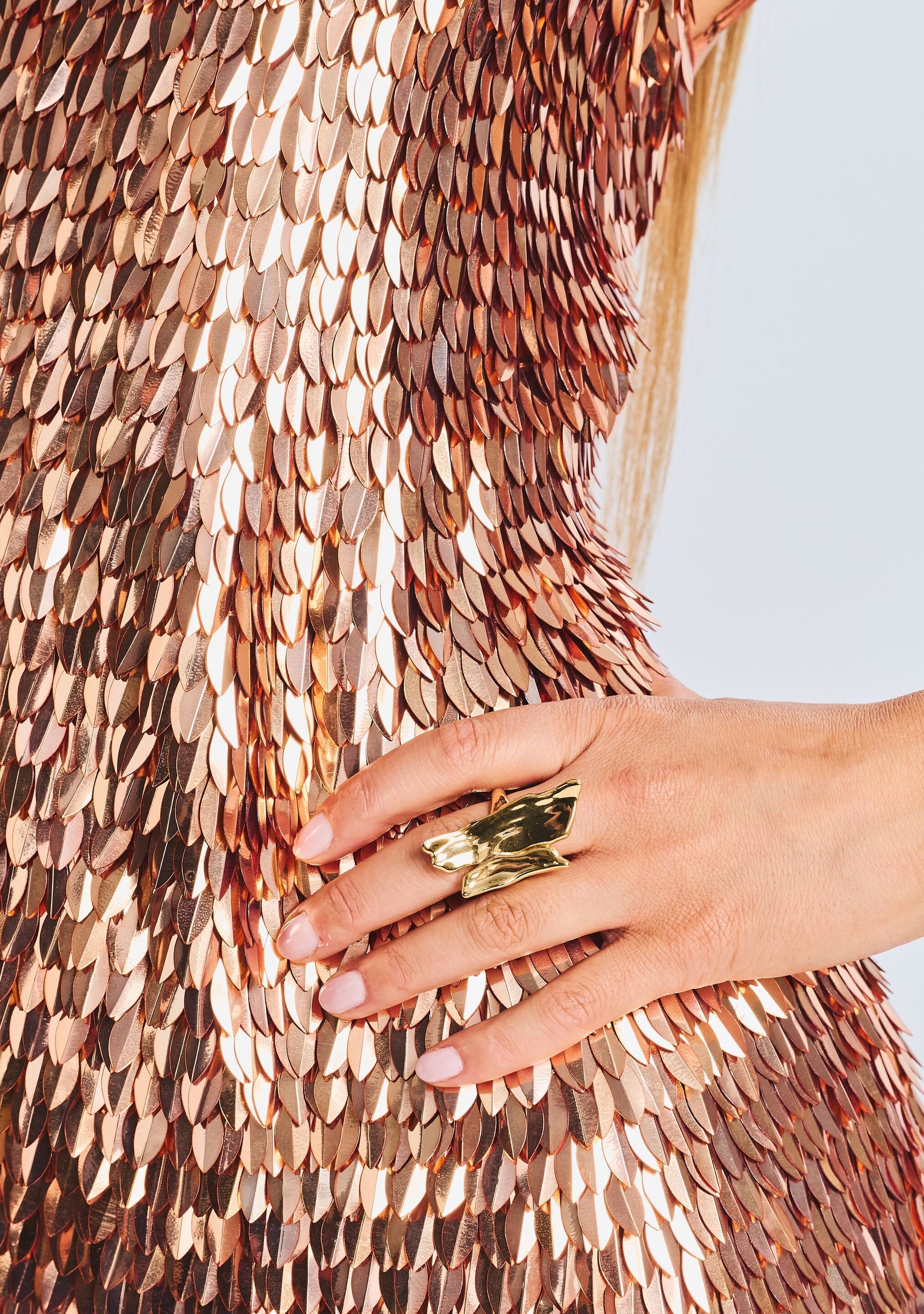  Nara Feather Sequin Dress