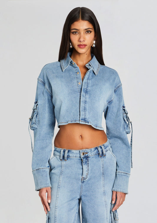  Blu Cargo Denim Top