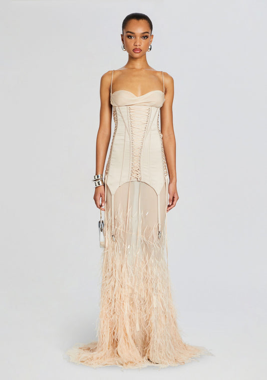  Lovette Silk Feather Dress