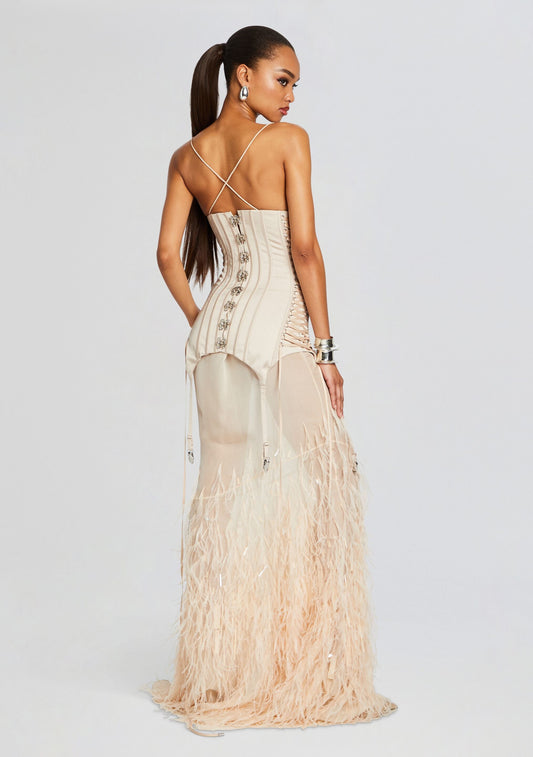  Lovette Silk Feather Dress