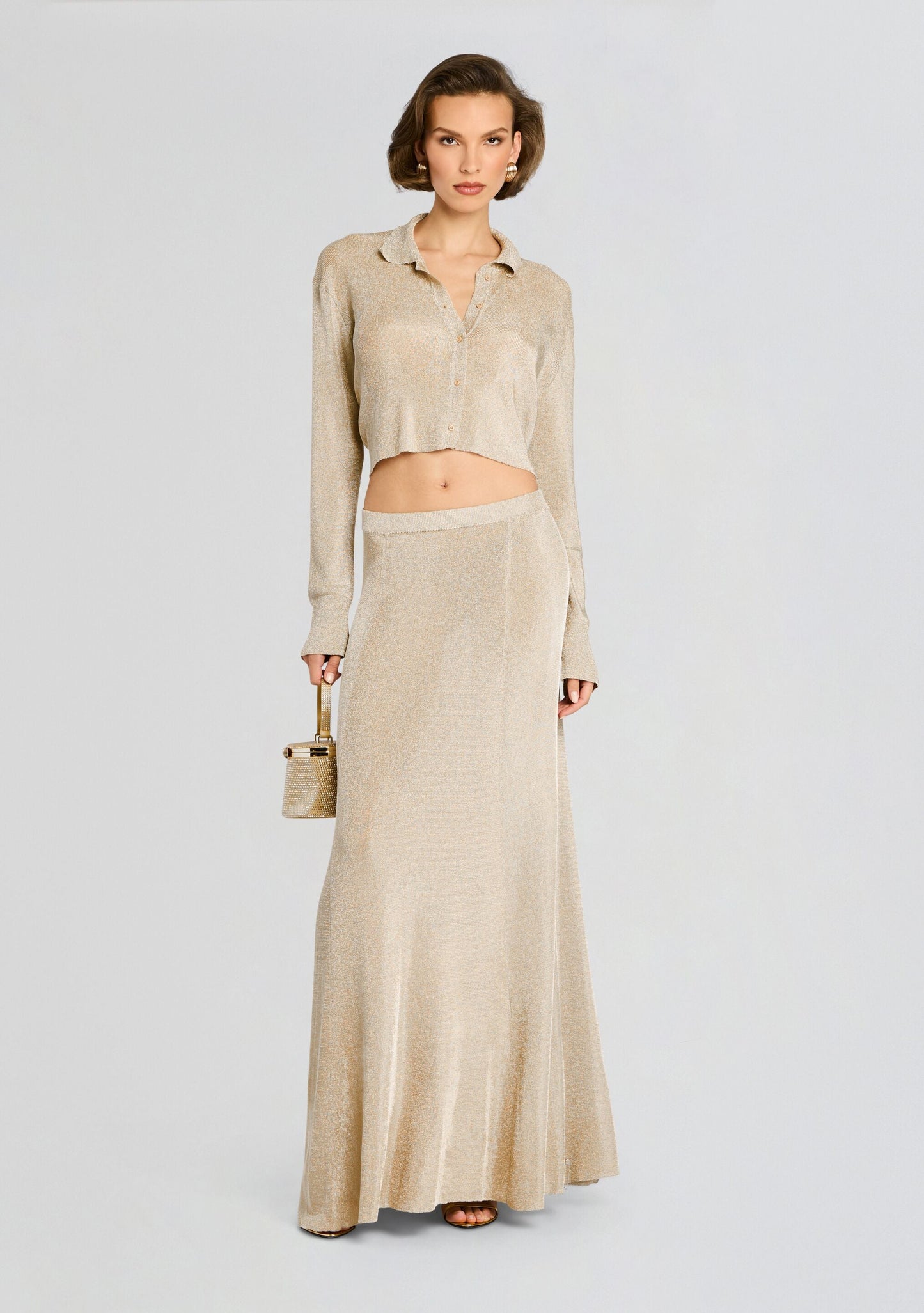  Alice Metallic Knit Maxi Skirt