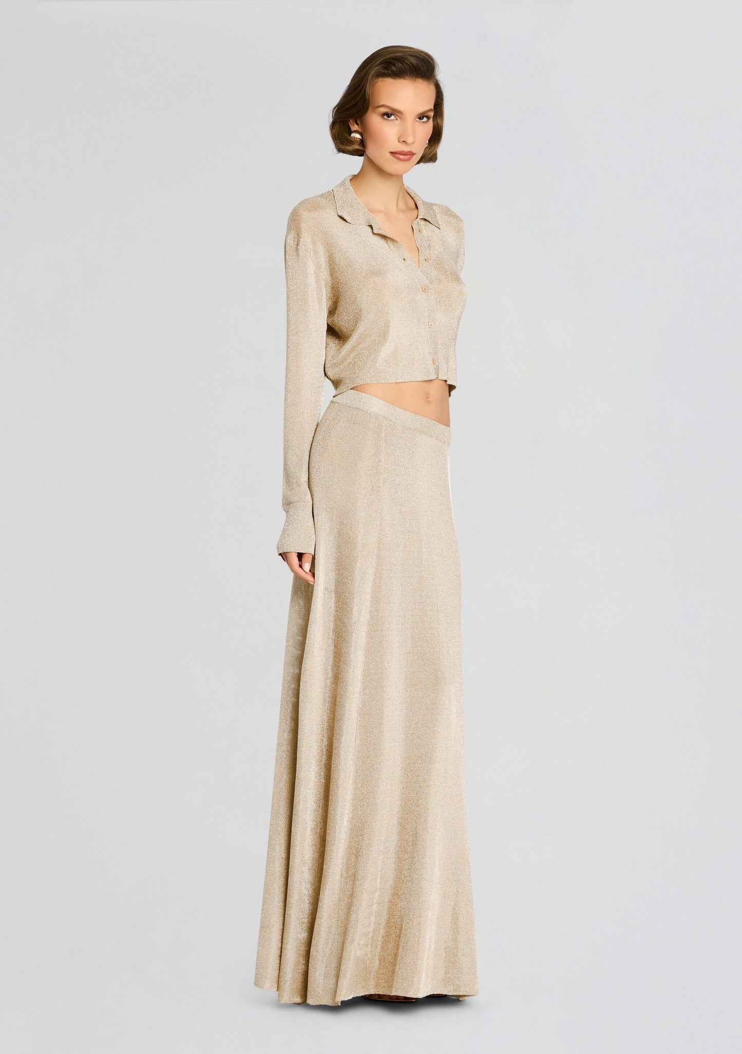  Alice Metallic Knit Maxi Skirt