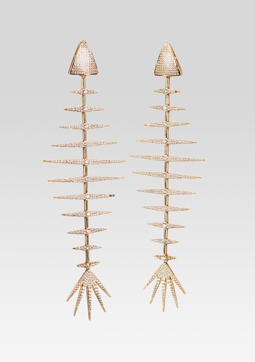  Bimini Crystal Fish Bone Earrings